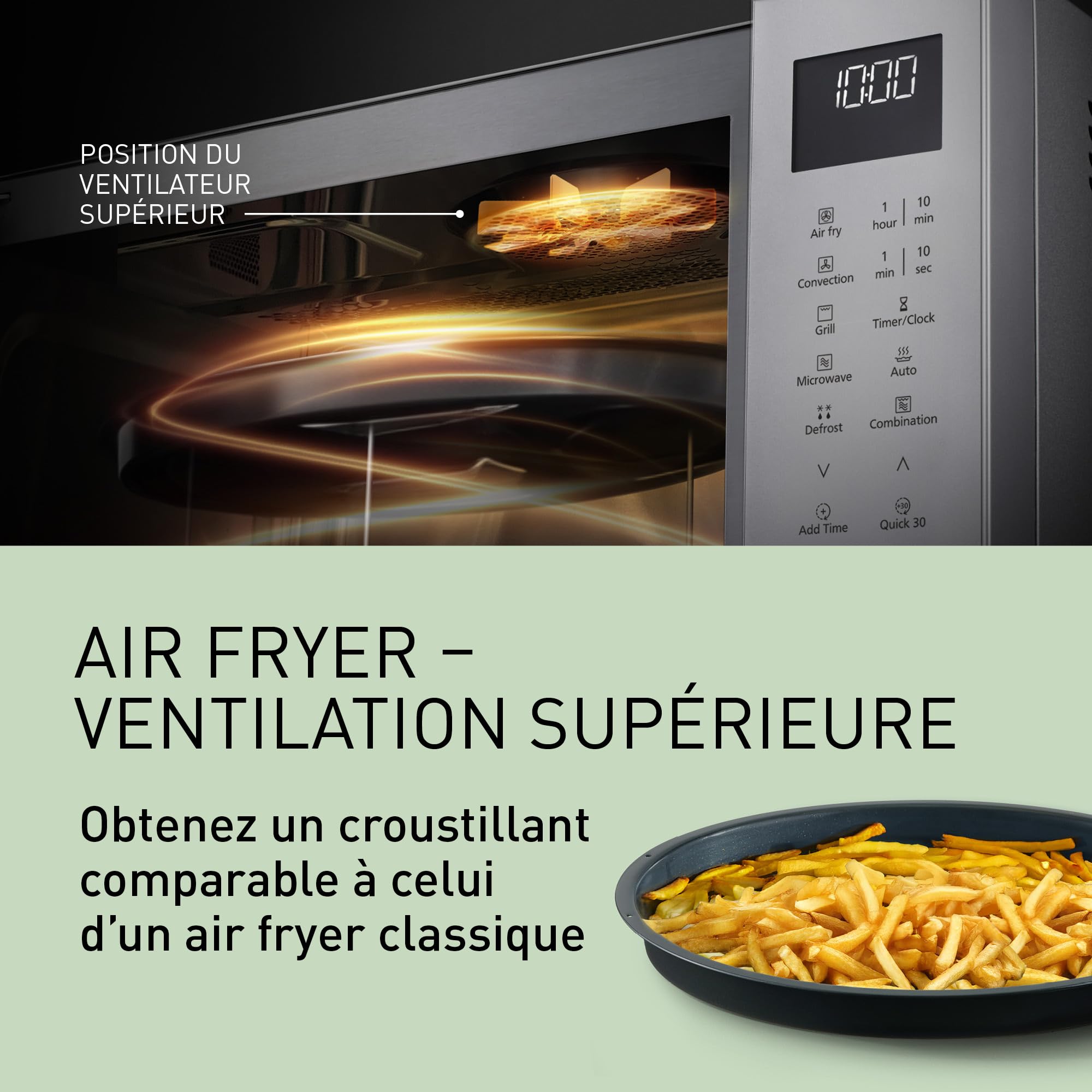 Panasonic NN-CT57RMEPG Four à Micro-Ondes combiné 4-en-1, 27 L avec mode Airfryer, Inverter 1000 W, Gril 1300 W, Chaleur Tournante, 19 Programmes Automatiques, panier de cuisson airfryer, Argenté