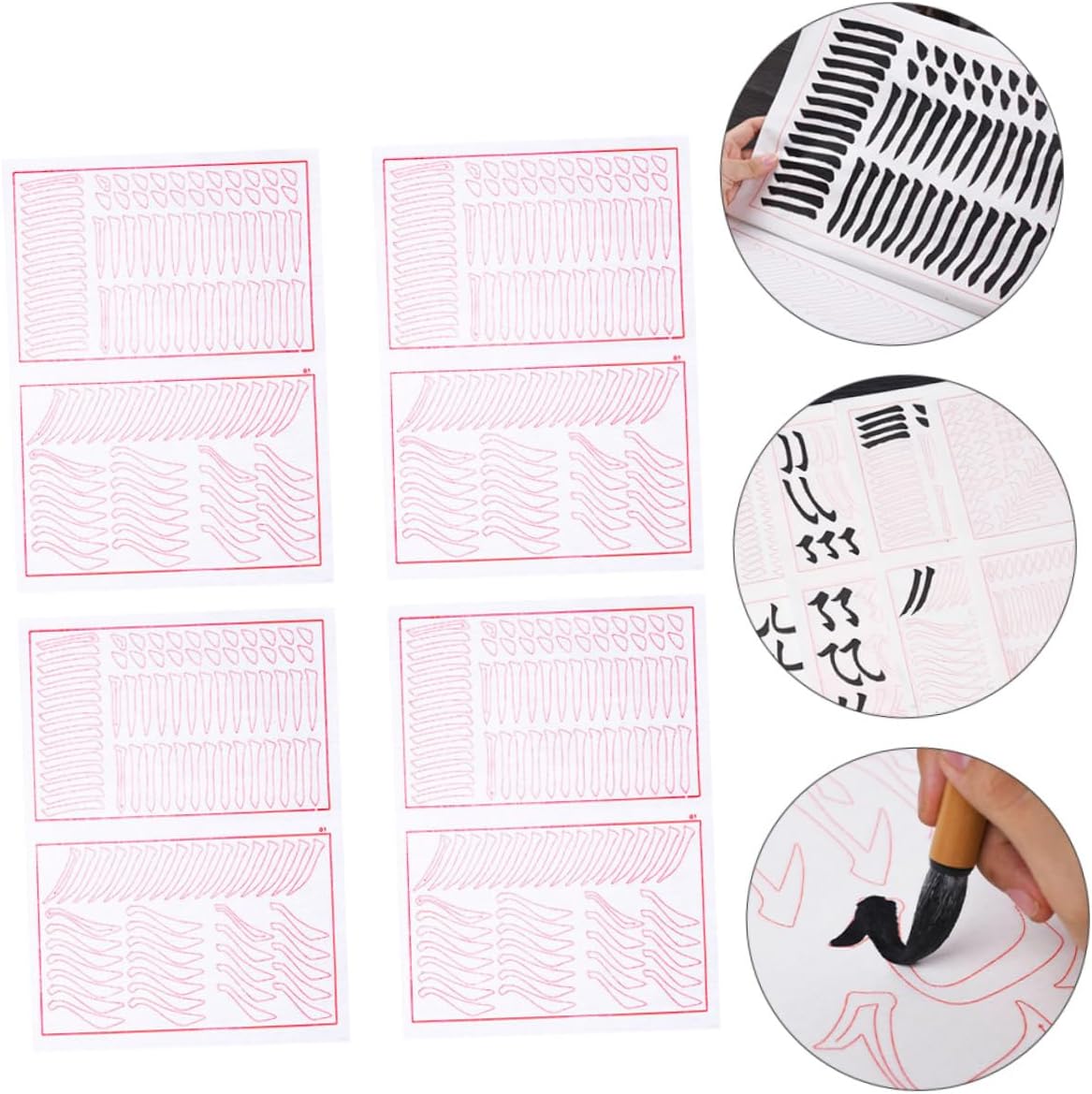 SEWOART 30pcs Chinese Calligraphy Strokes Tracing Paper for Beginners Thicken Xuan Paper for Handwriting Practice Fun Brush Exercises with Grid Layout for Teens and Adults