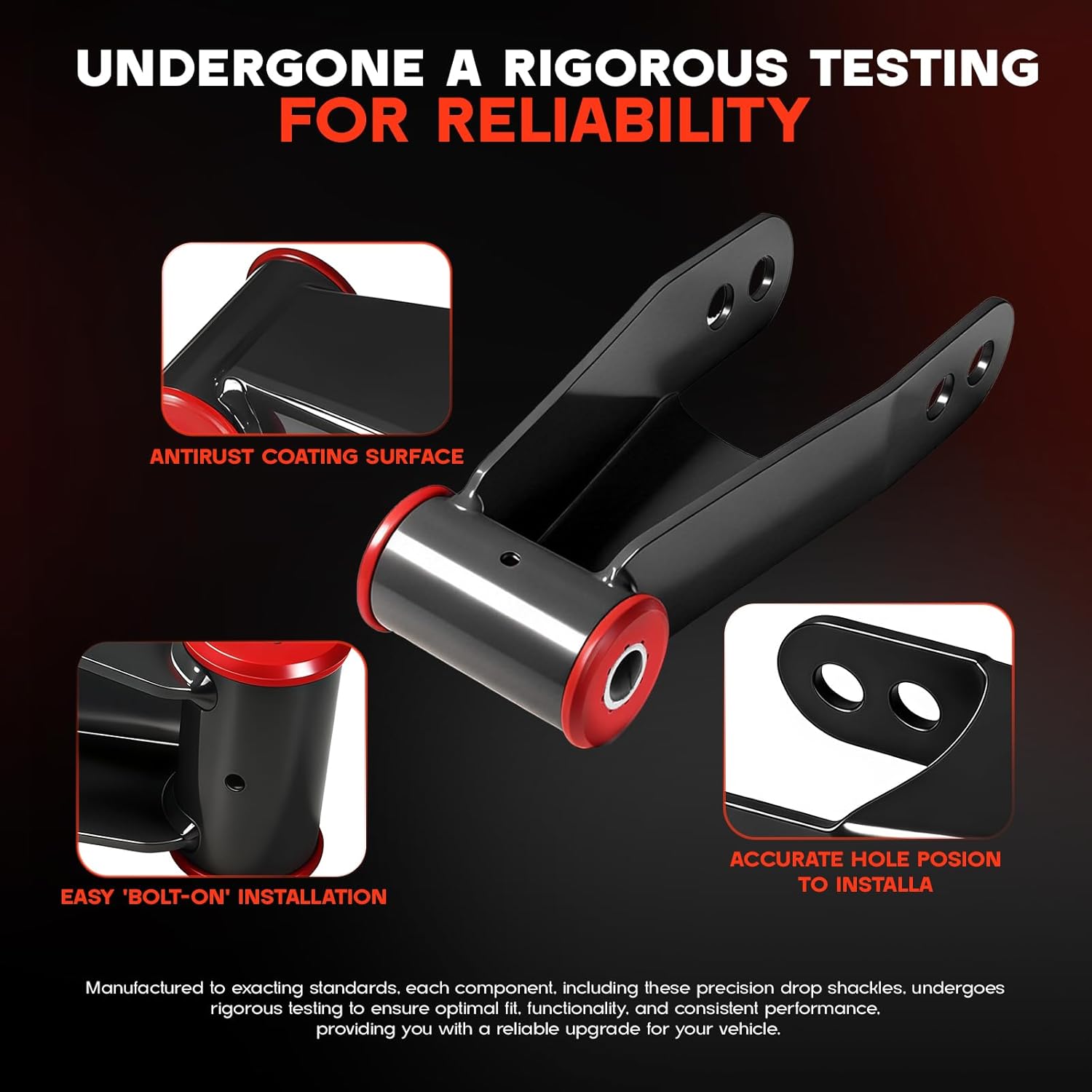 2" Rear Drop Lowering Shackle Kit, 2" Rear Drop Suspension Kit Compatible with 1988-2019 Chevy Silverado & GMC Sierra 1500,for 1988-1998 C1500 C2500, Leaf Spring Shackle Replacement for #410520