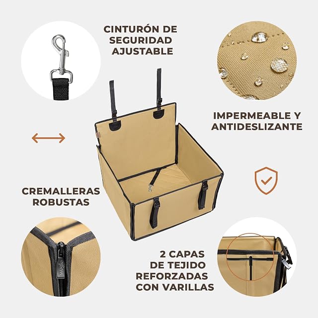 Foto 5 de 8 de WUGLO Asiento de Coche para Perros Medianos Extra Estable hasta 18 kg