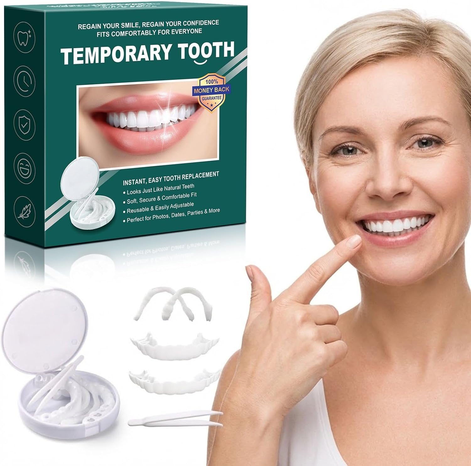 Temporary Snap-On Smile Covers for Men & Women – Reusable Cosmetic Teeth Covers, Dental Veneers, Comfortable Fit, Non-Medical Smile Accessory