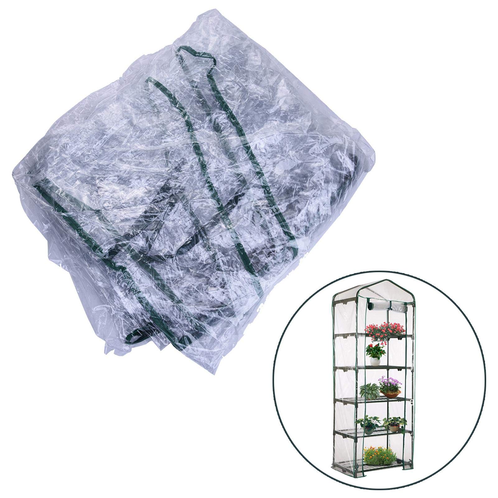 Copertura per serra piccola a 5 ripiani, 69 x 49 x 187 cm, impermeabile, trasparente, in PVC con porta arrotolabile, resistente, per coltivare verdure, fiori e piantine (telaio non incluso)
