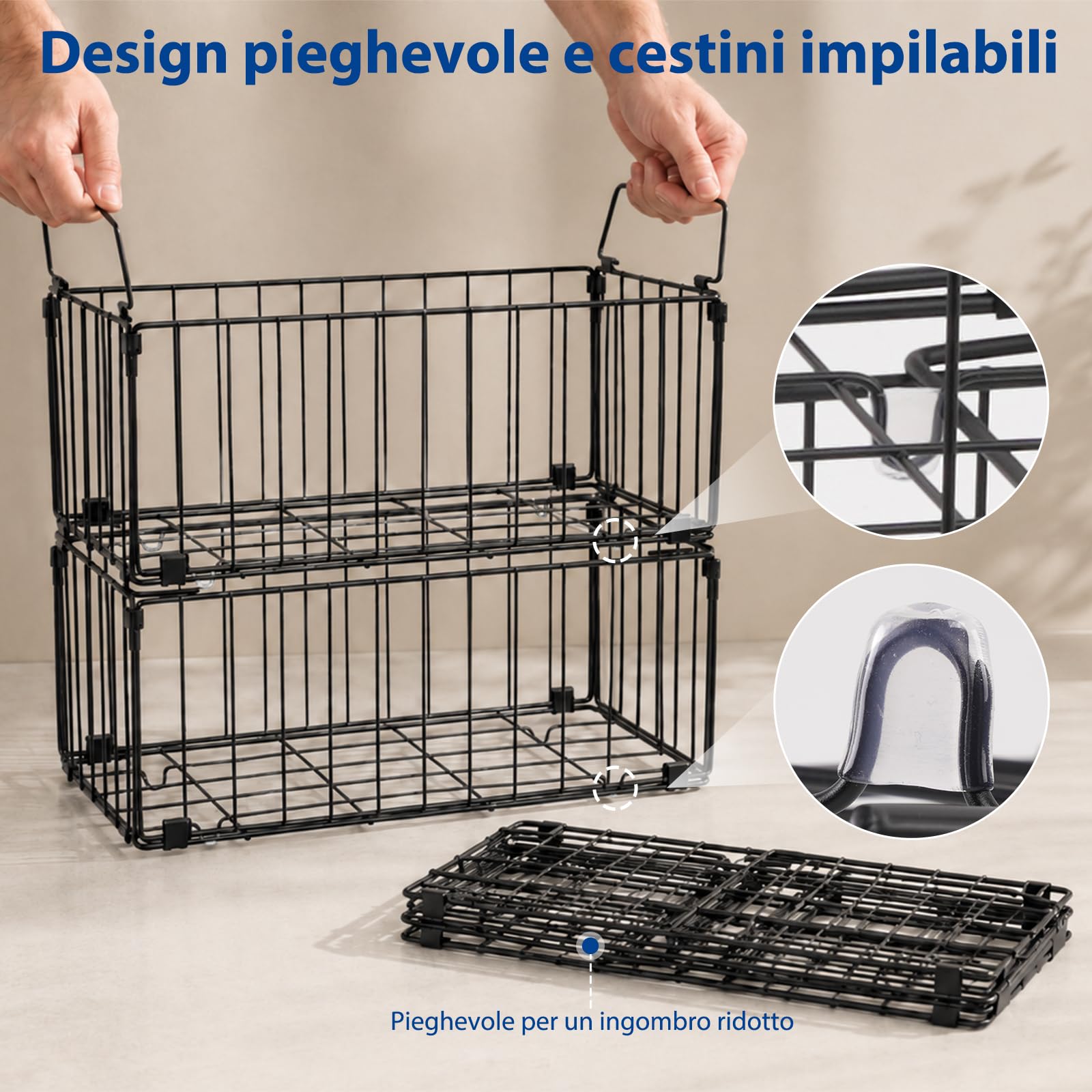 4 Pezzi Cestini Per Congelatore, Metallo Cestini Per Congelatore Lmpilabili, 38 x 18 x 18cm