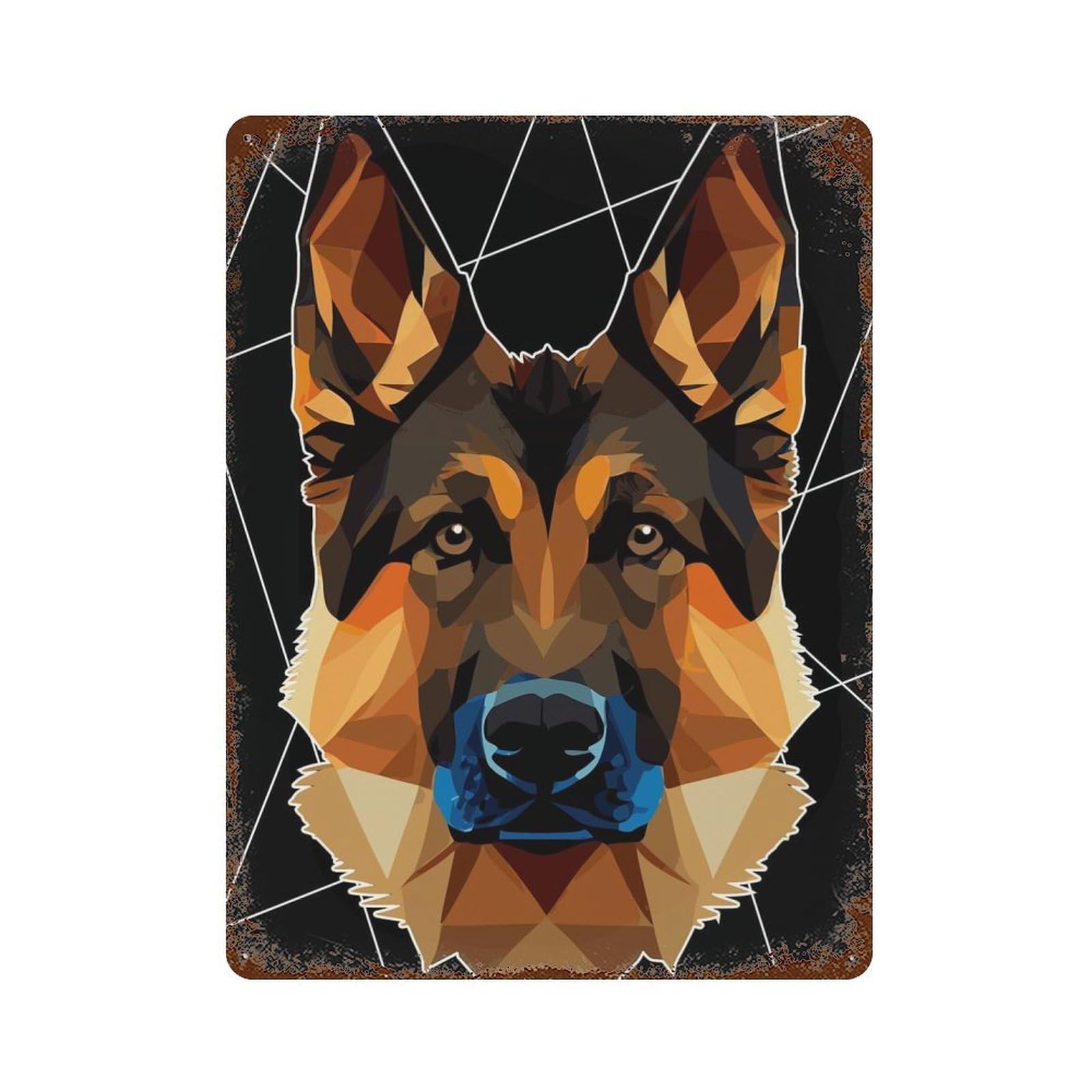 Polygonal German Shepherd Decorative Tin Sign 15.7"x11.8", Farmhouse Wall Decor for Garage, Bar And Workshop Decor