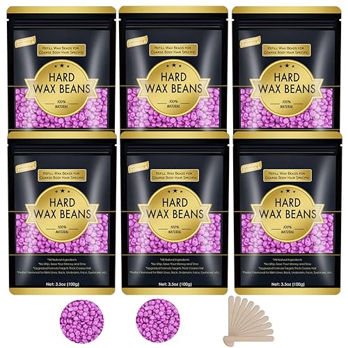 Keethem Cuentas de cera para depilación, granos de cera dura de 1.3 libras21.1 onzas, cuentas de cera gruesa para cara, cejas, bikini brasileño para