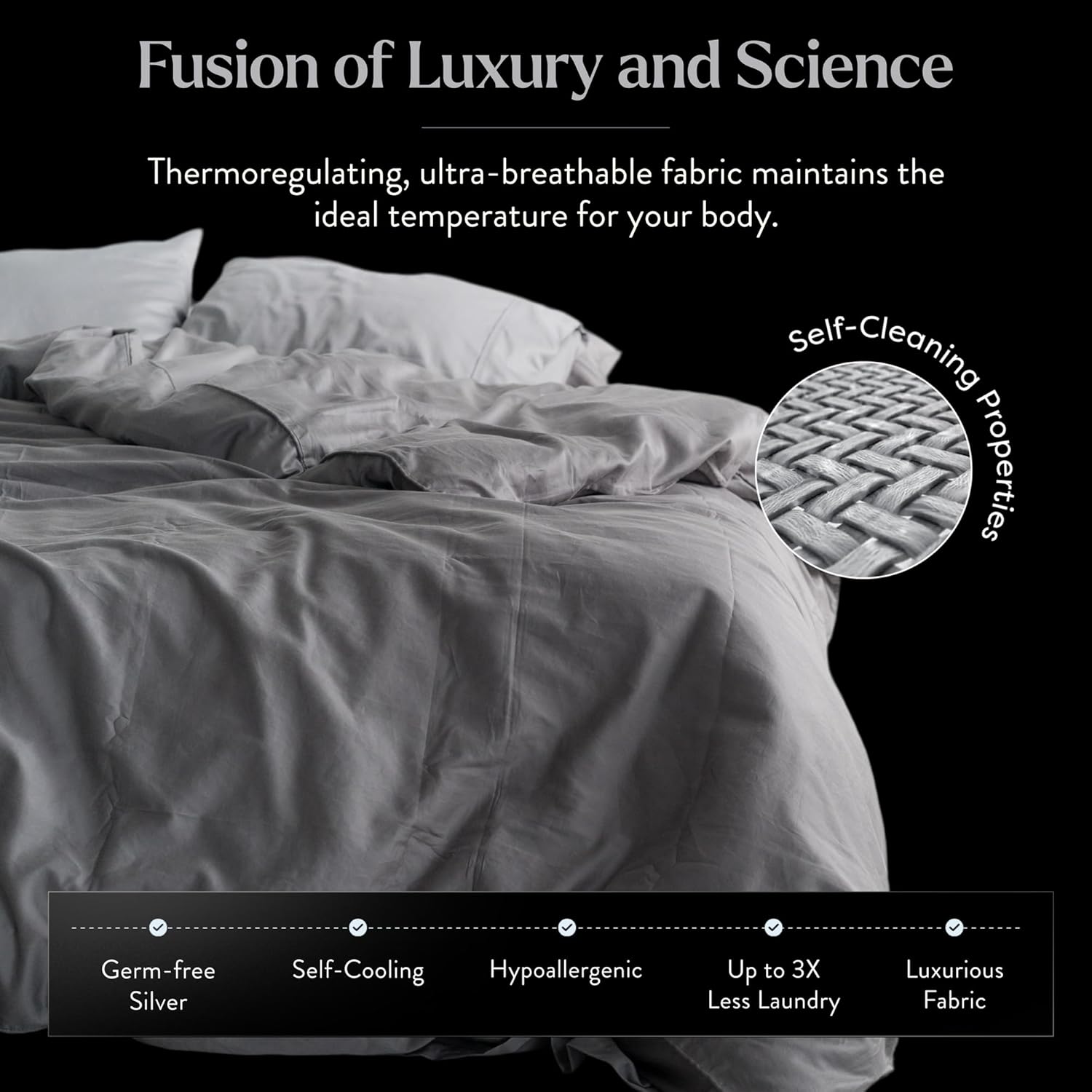 Miracle Made Breathable Cotton Bed Sheets, 4-Piece Set – Silver-Treated, Soft and Cool-to-The-Touch Lightweight Bedding Designed for Hot Sleepers – King Size, Stone - Image 4