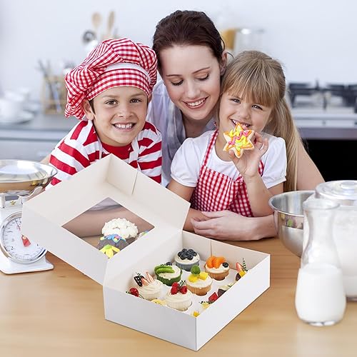 Miniatura 4 de Cajas para Cupcakes, Paquete de 2 Contenedores Desechables para Cupcakes, Portador de Cupcakes Grado Alimentario 12 Unidades con Ventana e Insertos