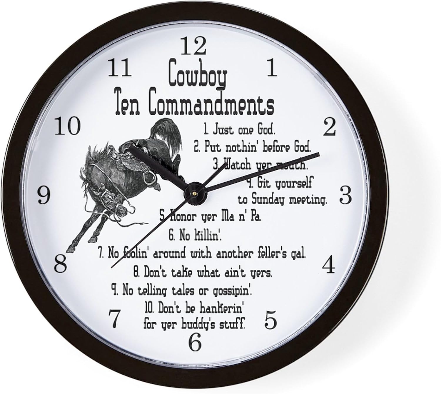 CafePress Cowboy Ten Commandments 10" Wall Clock for Livingroom, Kitchen, or Office