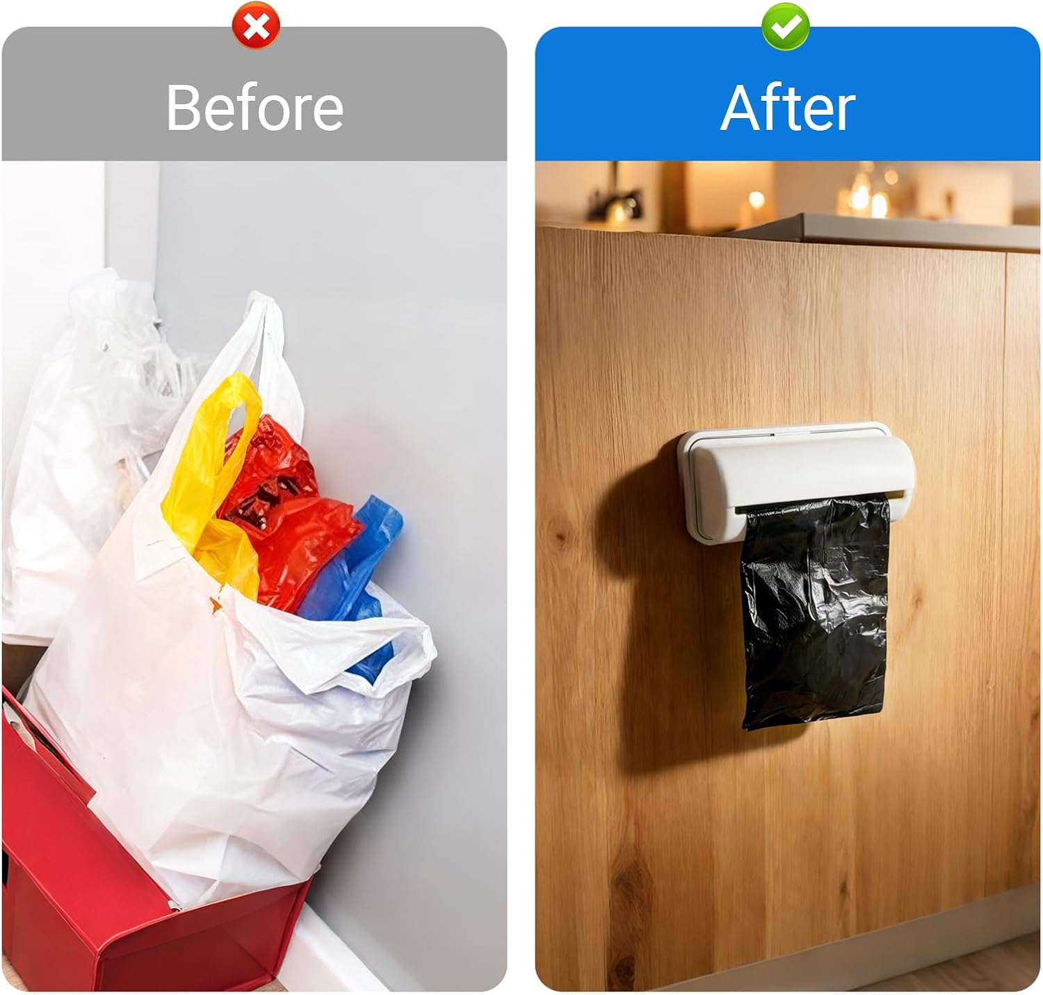 3Pcs Trash Bag Dispenser with 100 Liners, Wall Mounted Bag Holder