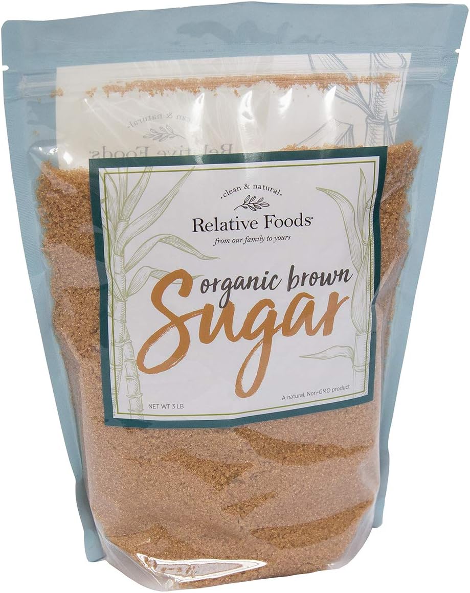 Organic Brown Sugar Bulk Resealable bag (3lb) - raw Light Brown sugar for Baking, Kitchen sweetener, Glazes & More - Made with Organic Molasses for a Sweet and Flavorful Taste