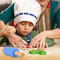 Vista 4 de Mini Rodillo de Silicona para Niños, Superficie Antiadherente Mango de Madera, 9 Pulgadas Paquete de 2