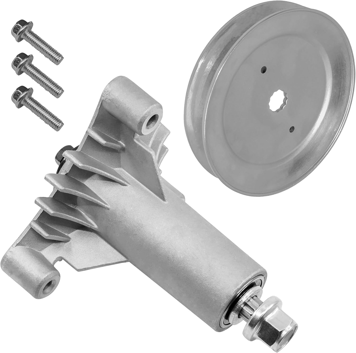 Caltric Spindle Assembly with Pulley Poulan Compatible with Husqvarna Ayp Craftsman 532130794 130794