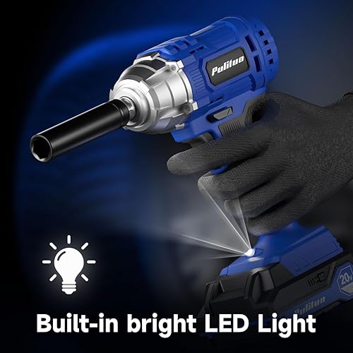 Miniatura 5 de PULITUO Llave de impacto inalámbrica de 12 pulgada, pistola de impacto de energía eléctrica de 20 V, diseño ligero, 2000 in-lbs de alto par, 3600
