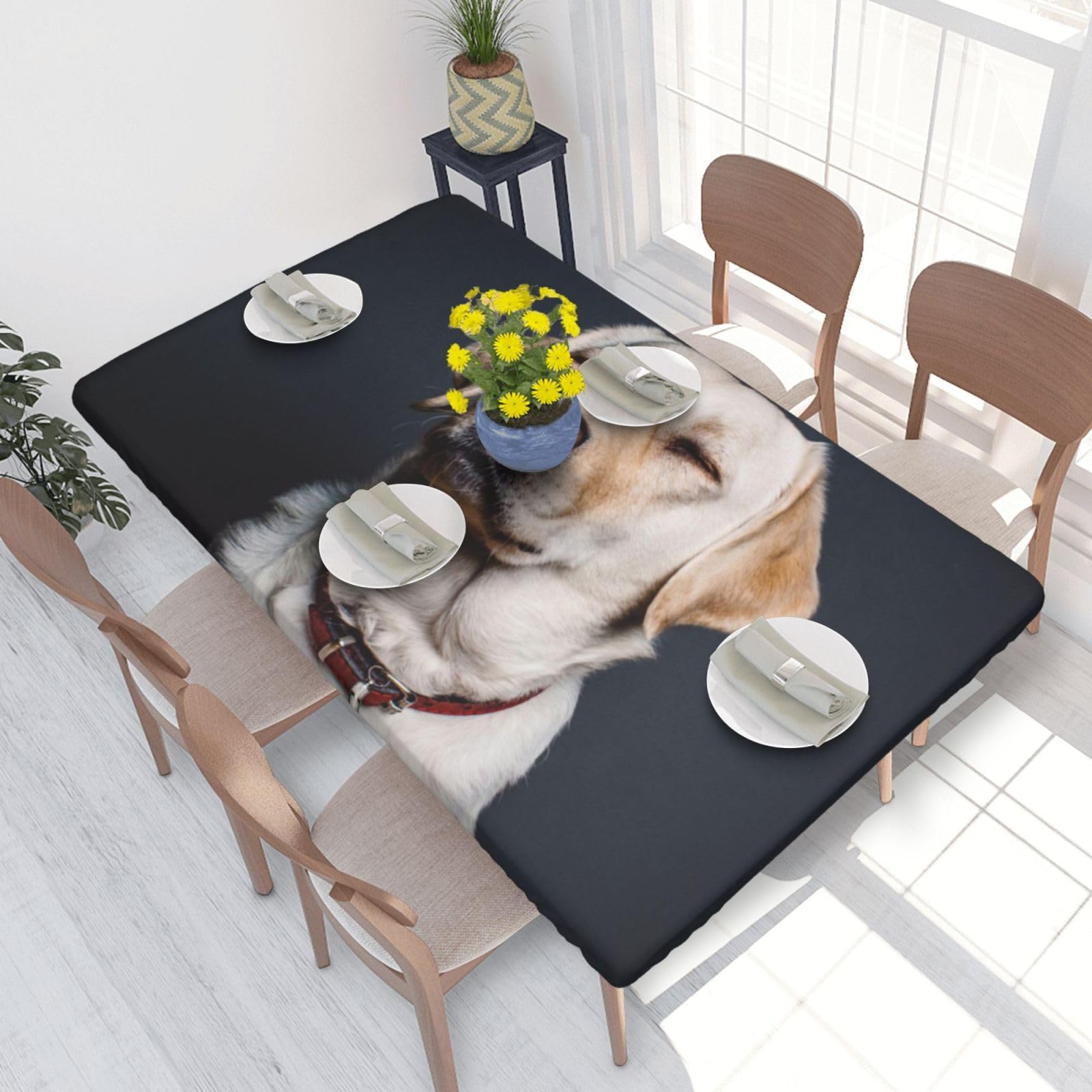 BNVSADC cute Labrador Dog Printed 4FT Tablecloth 122x76 CM Polyester Kitchen Water Resistant Table Cloth Dining Table Decoration Table Covers