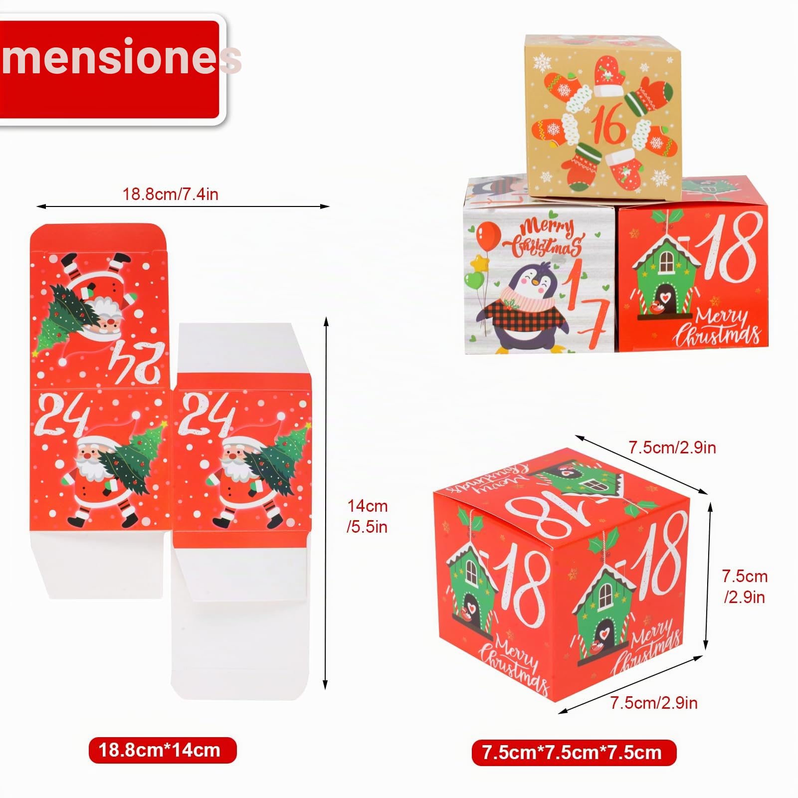 Coicok Calendario de Adviento Navidad 24 Cajas DIY Caja de Regalo