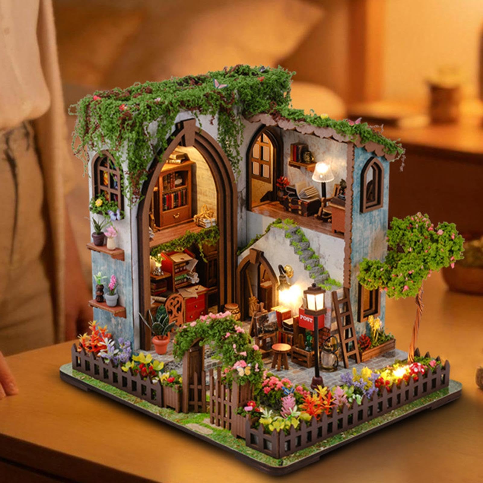 Kit Miniatura Casa in Legno Fai Da Te Luce Calda Realistica in Legno