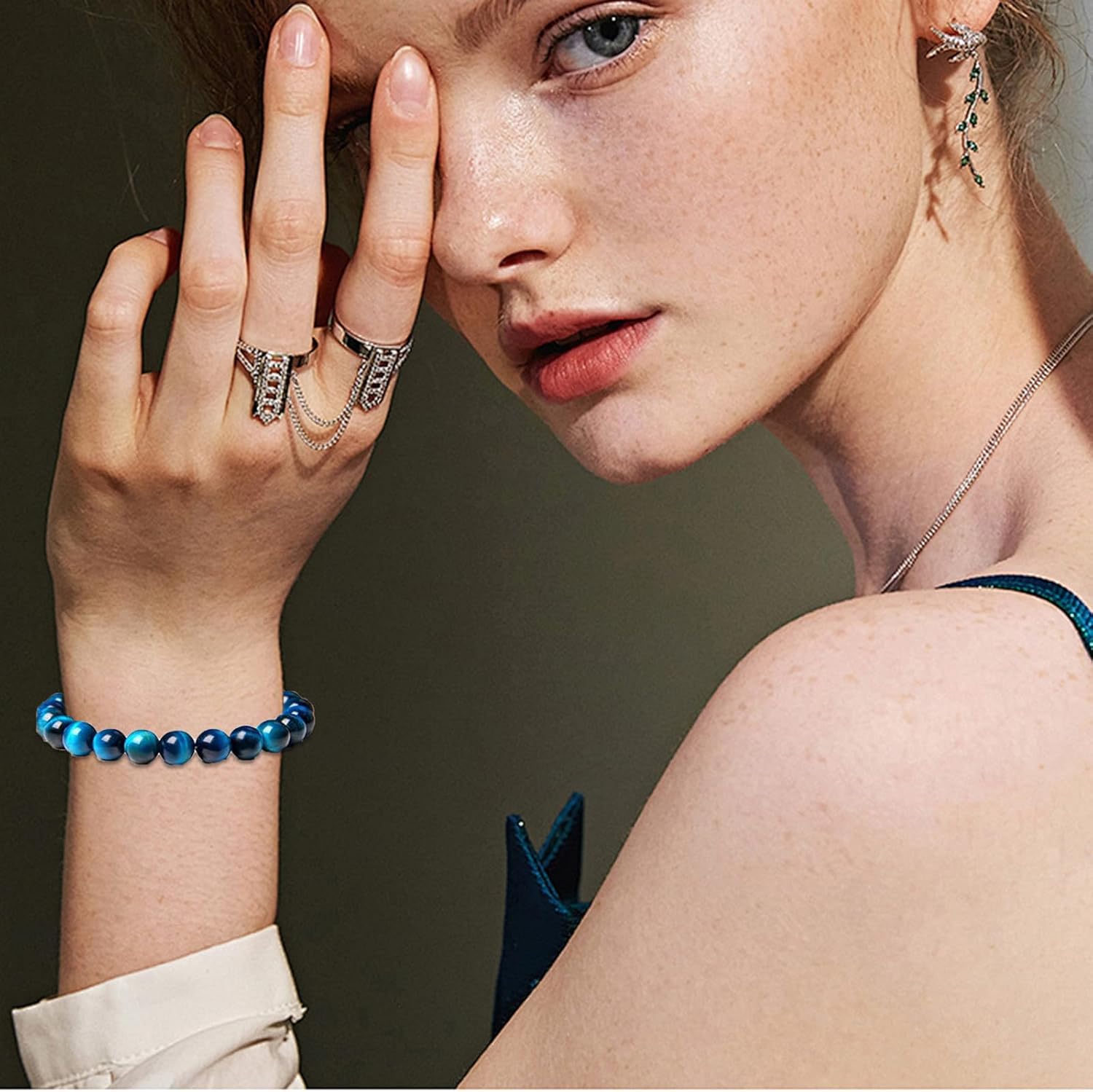 SONNYX 10PCS Tiger Eye Bracelet For Men 8MM Natural Stone Beads Bracelet Set Stretch Lava Rock Bracelets Adjustable Black Crystal Beaded Bracelet for Men Women - Image 3