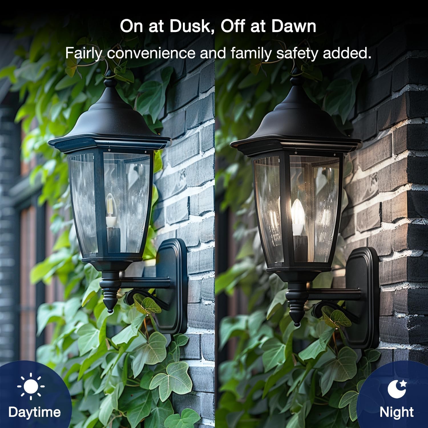 FLSNT Dusk to Dawn Outdoor Sensor LED Edison Bulbs, 4W (40W Eqv.), 450LM, B11 LED Candelabra Bulb E12 Base, Auto On/Off Photocell for Energy-Efficient, 5000K Daylight White, 4 Pack