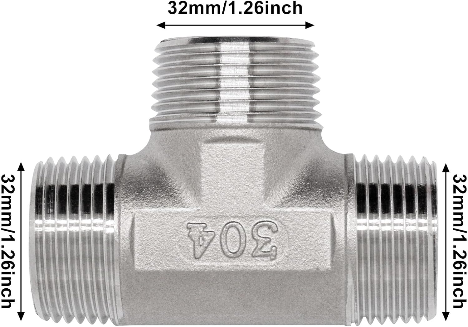 1Pcs 304 Stainless Steel Tee Pipe Fittings 1"×1"×1" NPT Male 3 Way Thread Hose Fitting T-shaped Connector for Oil Air Gas Pipe