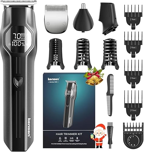 Recortadora de barba para hombres, kit profesional de 14 piezas de aseo para hombre, regalo de Navidad, para barba, cara, nariz, oído, cortadora de