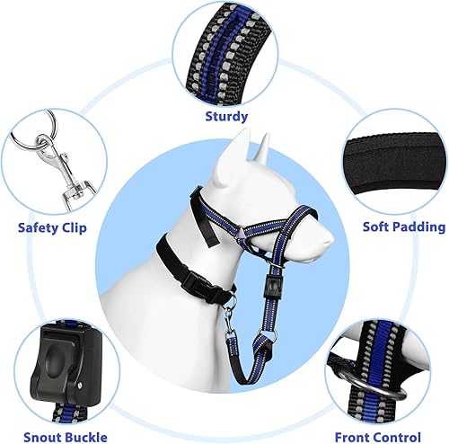 Miniatura 18 de BARKLESS Collar suave para cabeza de perro, patentado acolchado sin tirones, correa de entrenamiento con enlace de seguridad para perros medianos