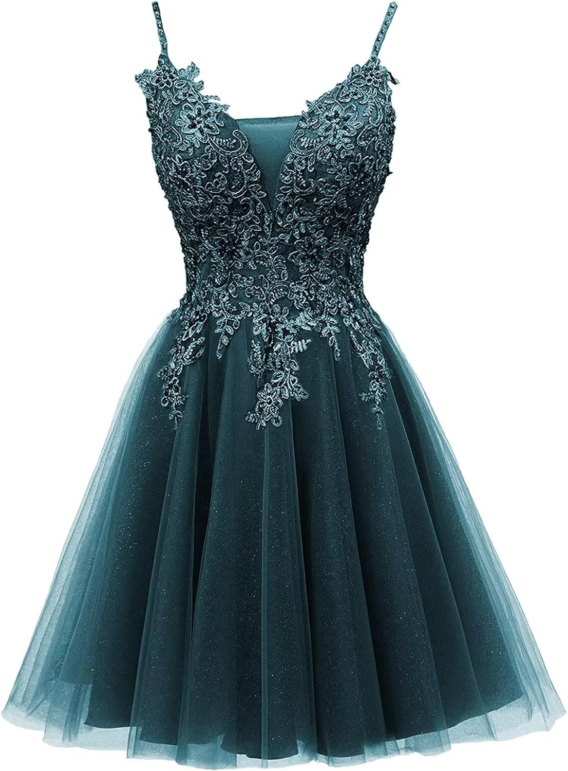 LVSEJIAYI Women's Tulle Homecoming Dress - Spaghetti Strap Short Prom Cocktail Dress