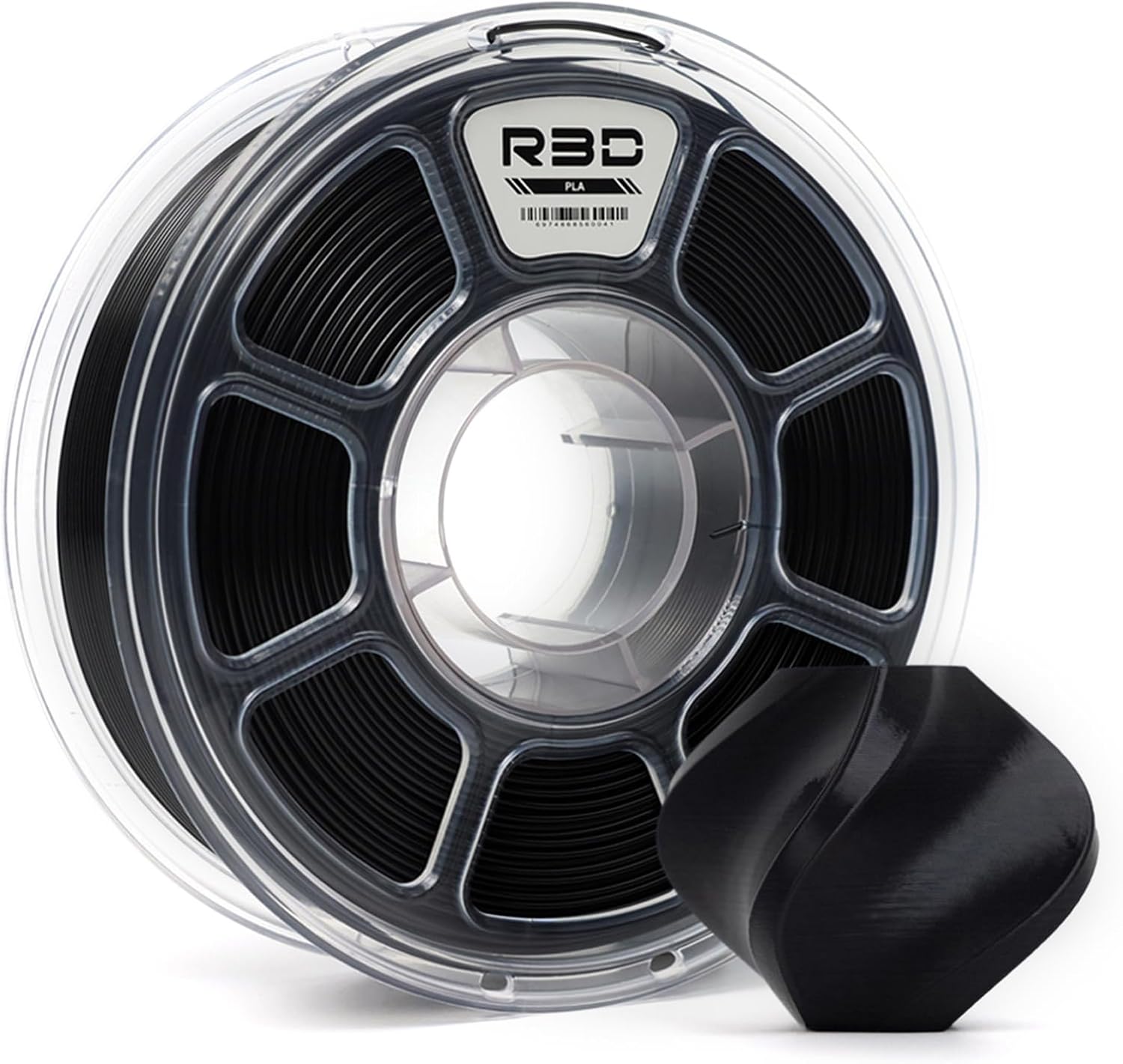 R3D PLA Filament 1.75mm, 0-370 mm/s High Speed PLA Printing, Dimensional Accuracy +/- 0.02mm, 1KG (2.2lbs) Clear Plastic Spool 3D Printer Filament (Black) 001-black