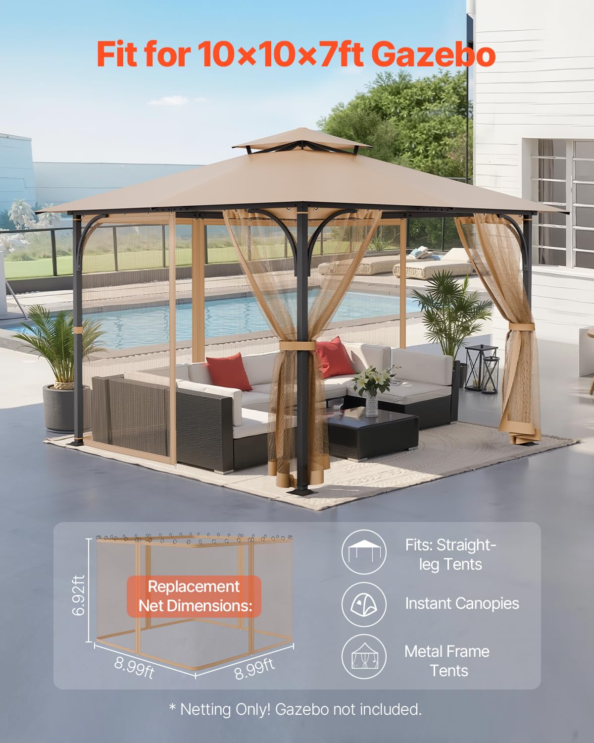 Gazebo 12x12 VEVOR Gazebo Curtains Outdoor, Fit Most 10' X 10' X