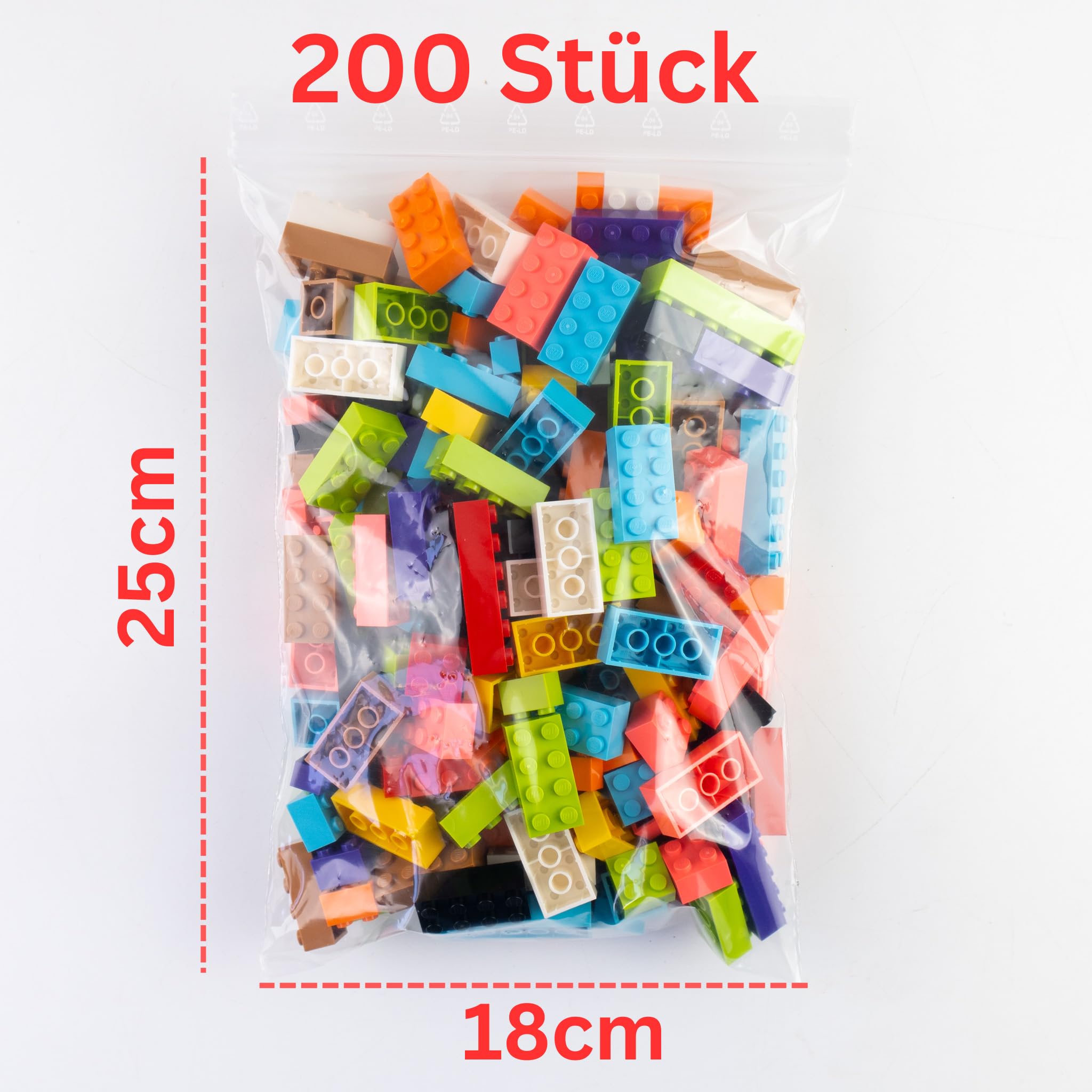 Lego® Bausteine Steine bunt gemischt - 200 Stück - Basic Classic Steine - Konstruktionspielzeug, Lernspielzeug zur Entwicklung und zum Lernen für Kinder ab 3 Jahre