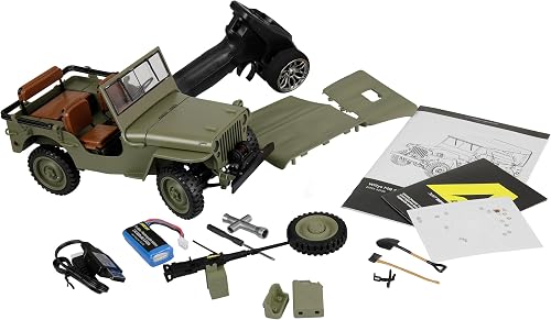 Remote Controlled Jeep Willys MB Scale Crawler with Winch 4WD 1:14 RTR Green - 1