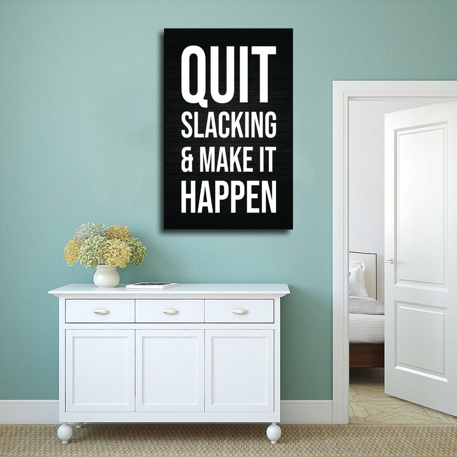 Póster motivacional para pared con texto en inglés "Quit Slacking" (30 x 45 cm)