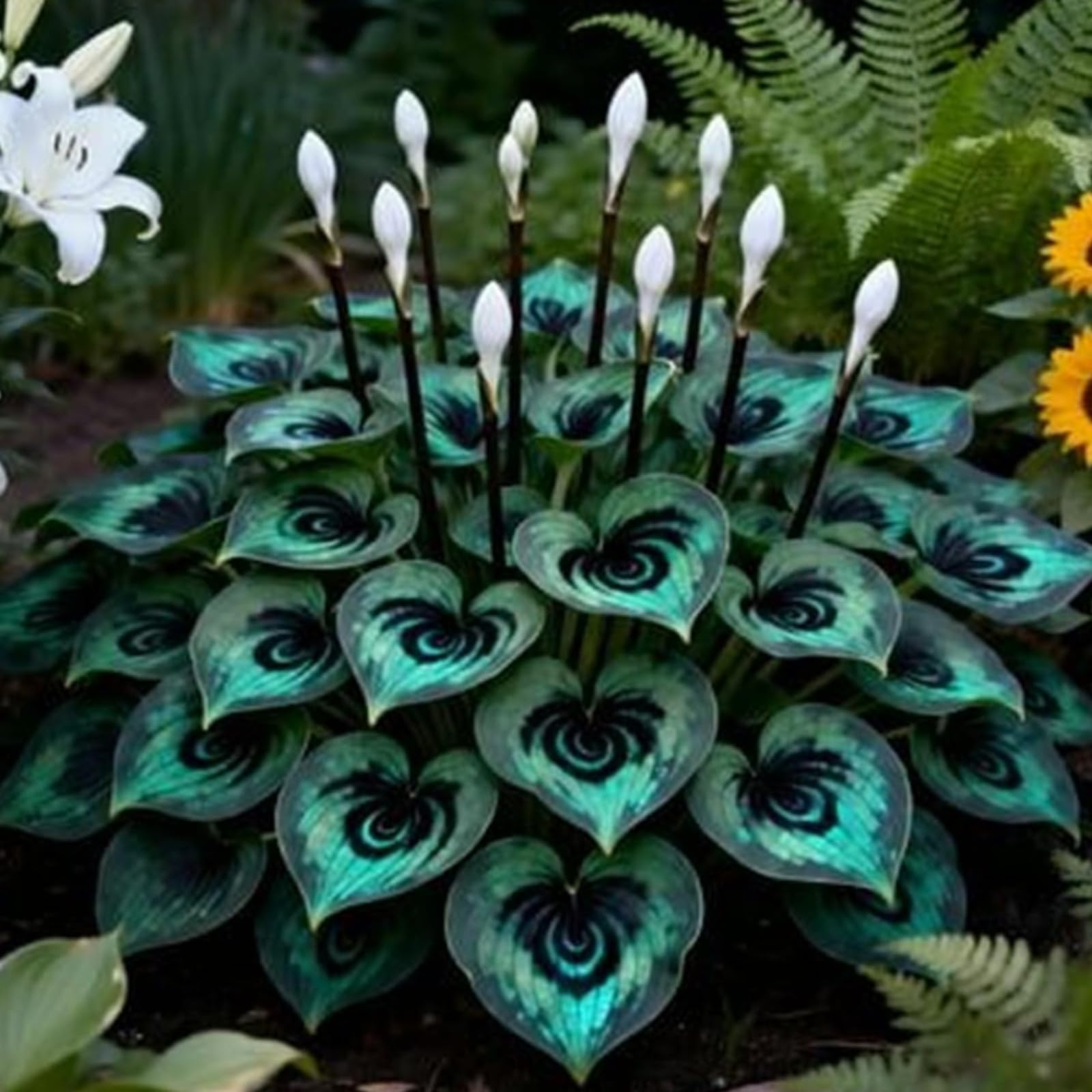 Brilliant Midnight Blue Hostas-Hosta Plants for Sale,Ornamental,Wedding Flowers,Perennial,Vibrant Hosta Bulbs Live,Hardy.-6Bulbs-f