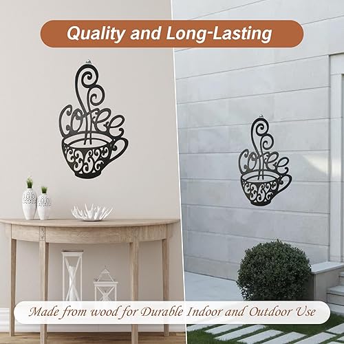 Miniatura 7 de YAFIYGI Arte de pared de café negro silueta de taza de café para cocina, bar, cafetería, restaurante, letrero decorativo de 10 x 6 pulgadas