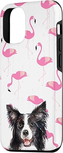 Miniatura 2 de iPhone 15 Pro Border Collie Dog Flamingo Pink & White Stripes Case