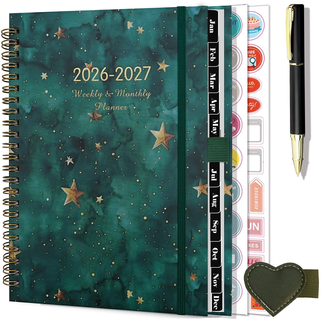 NEYSA Diary 2026 2027 Week to View A5 Academic Diary July 2026 - June 2027 (12 Months) Planner with Pen Set,Self-Adhesive Pen Loop, Planner Stickers,Monthly Overview and Fine Inner Pocket