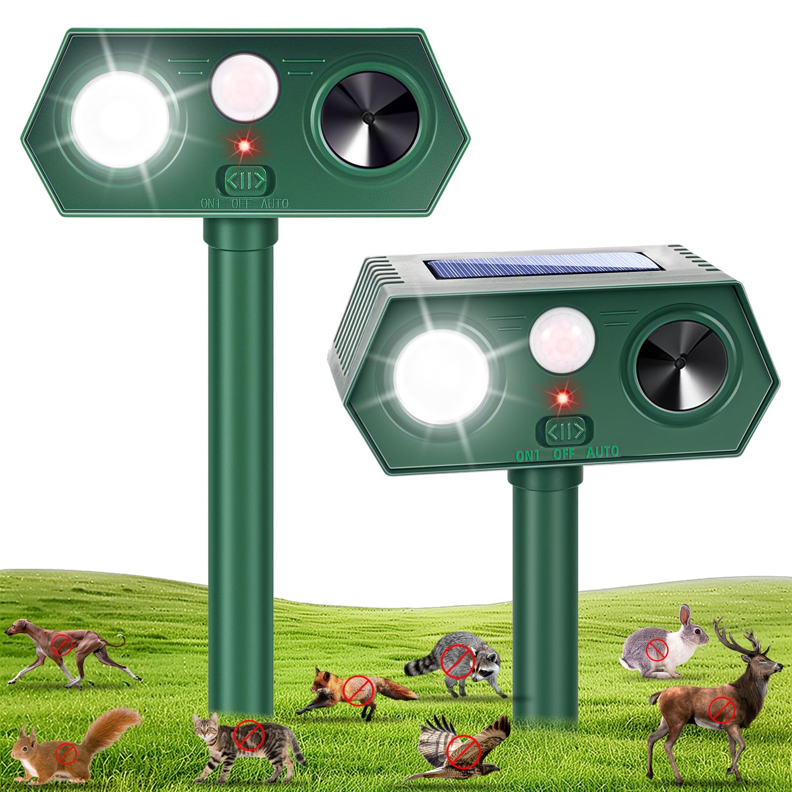 Photo 1 of 2026 Upgraded Solar Ultrasonic Animal Repellent Deer Repellent Devices with Motion Sensor & Flashing Light Cat Repellent Outdoor to Keep Squirrel Raccoon Rabbit Away from Yard Garden 1 Pack
