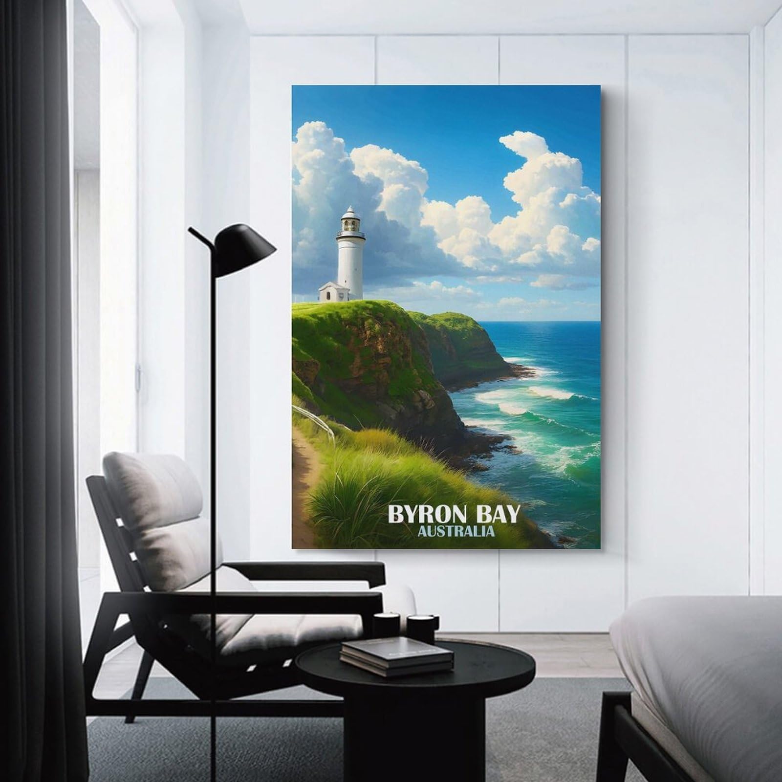 Junmoney Room Decor Wall Art Byron Bay Lighthouse, Australia, 24x36inch(60x90cm), for Workspace Walls, Study Corners Or Bedrooms, A Smart Decor Choice for Study Walls
