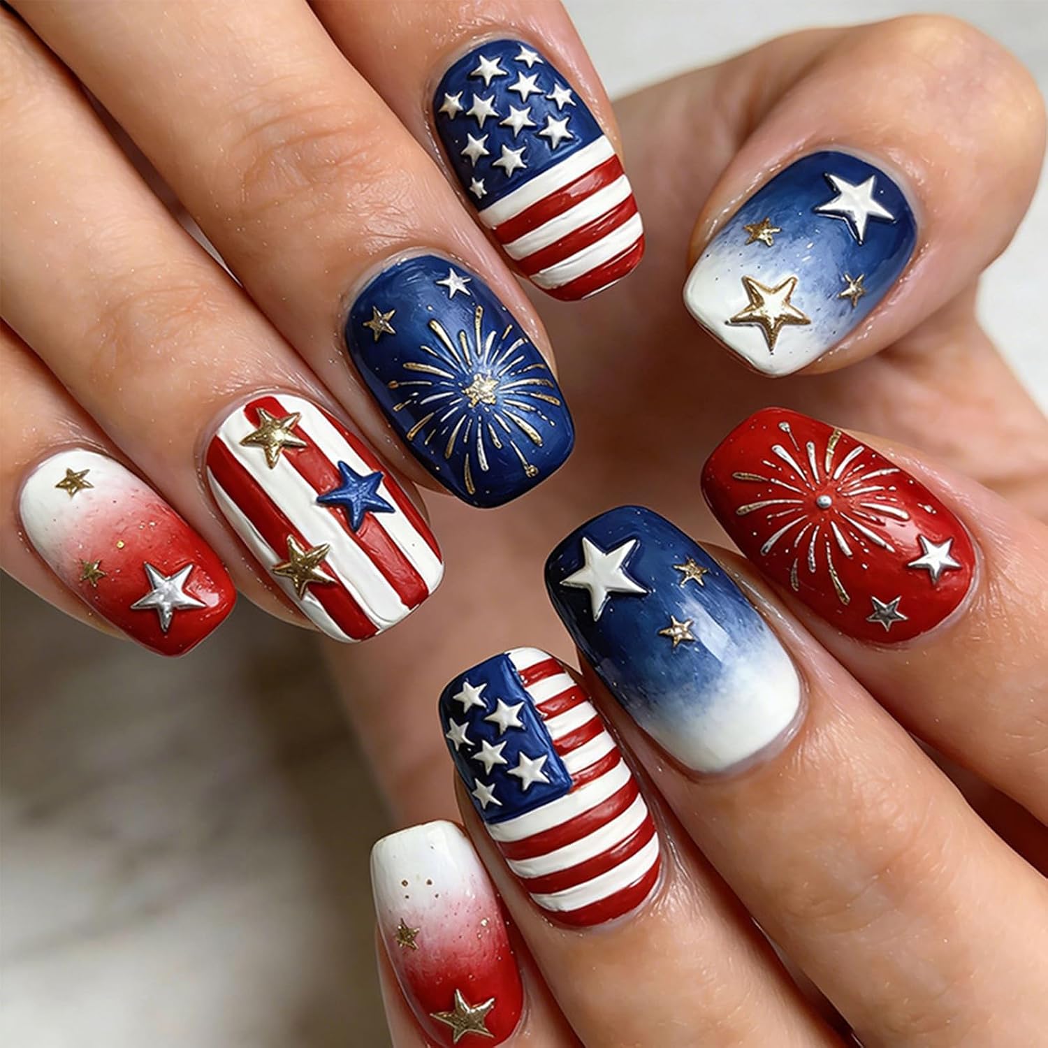 4th of July Press on Nails - Patriotic Acrylic Nail Tips