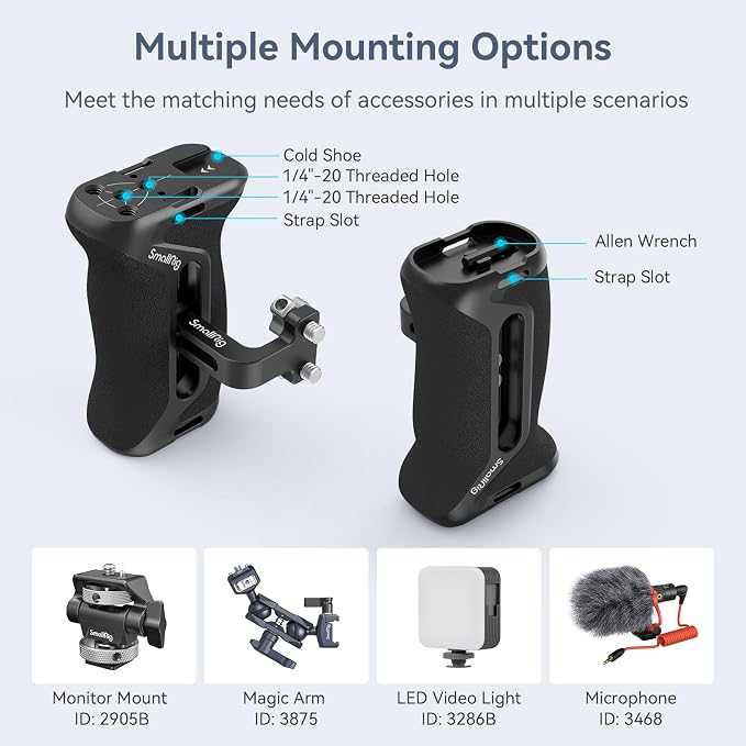 Manija lateral de aluminio SmallRig para cámaras, ergonómica universal miniatura 5