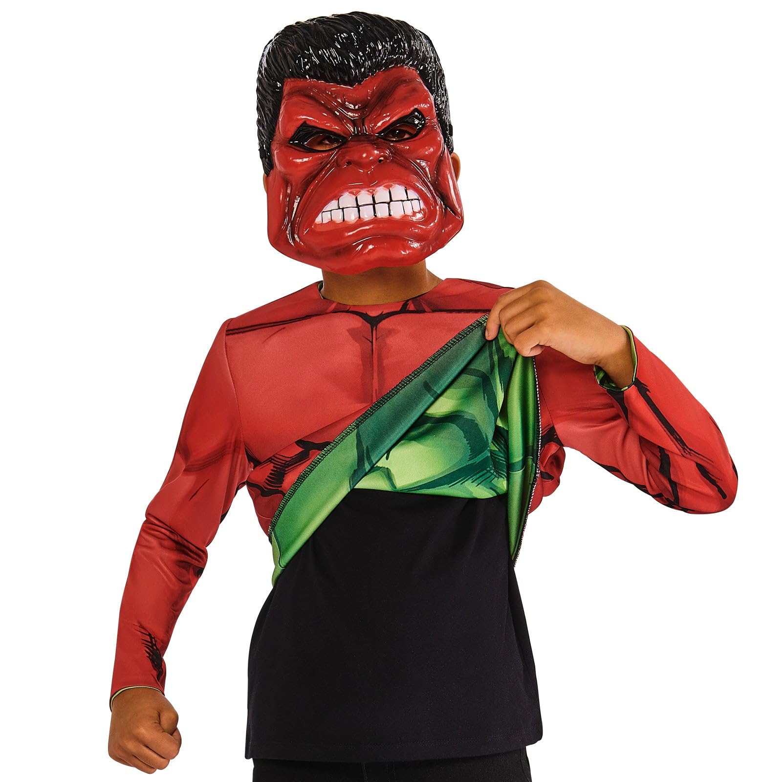 Rubie's Official Marvel Hulk Reversible Top and Masks, Kids Superhero Fancy Dress