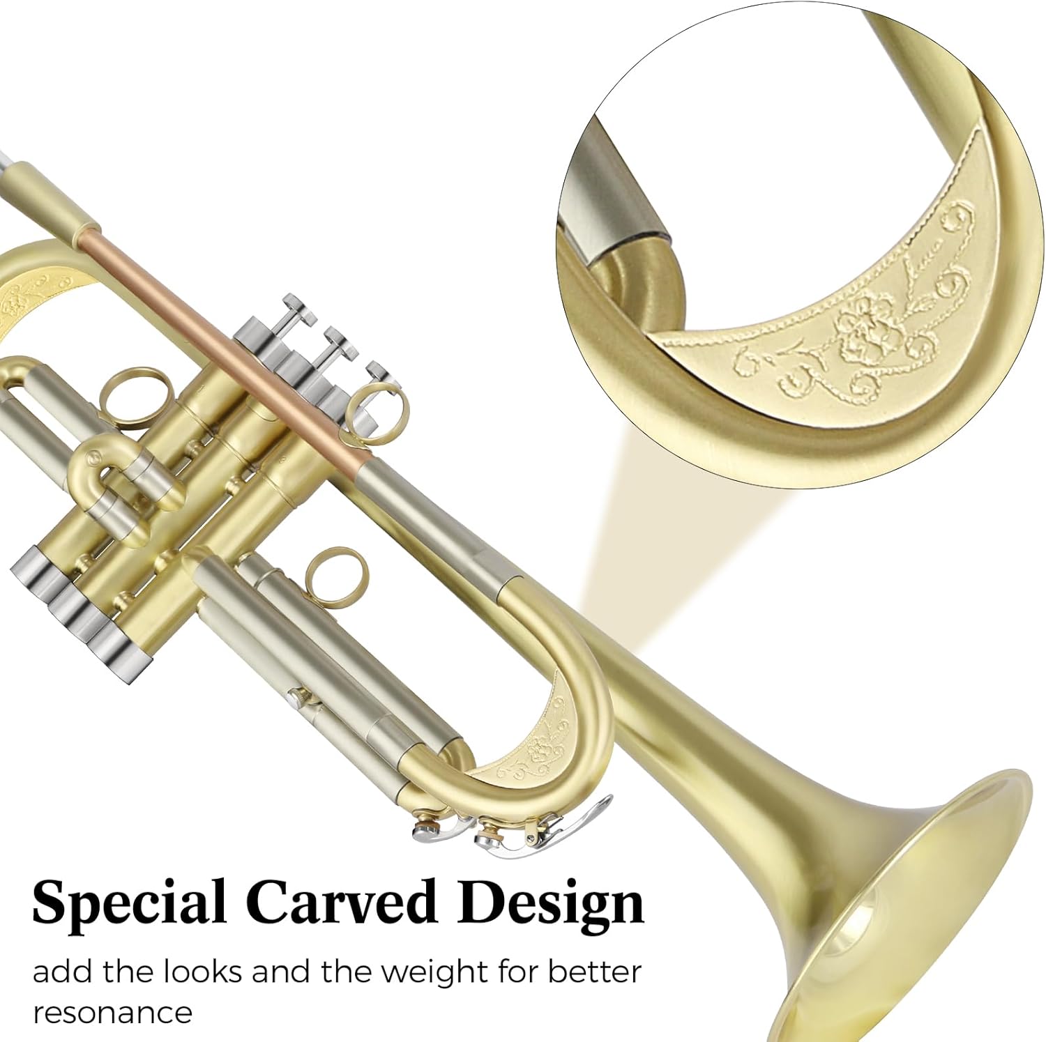 ROWELL Trumpet Standard Bb Trumpet Set Professional Trumpets Brass Trumpets for Beginners with Deluxe Hand Case,Gloves,7C Mouthpiece (Antique Finished)
