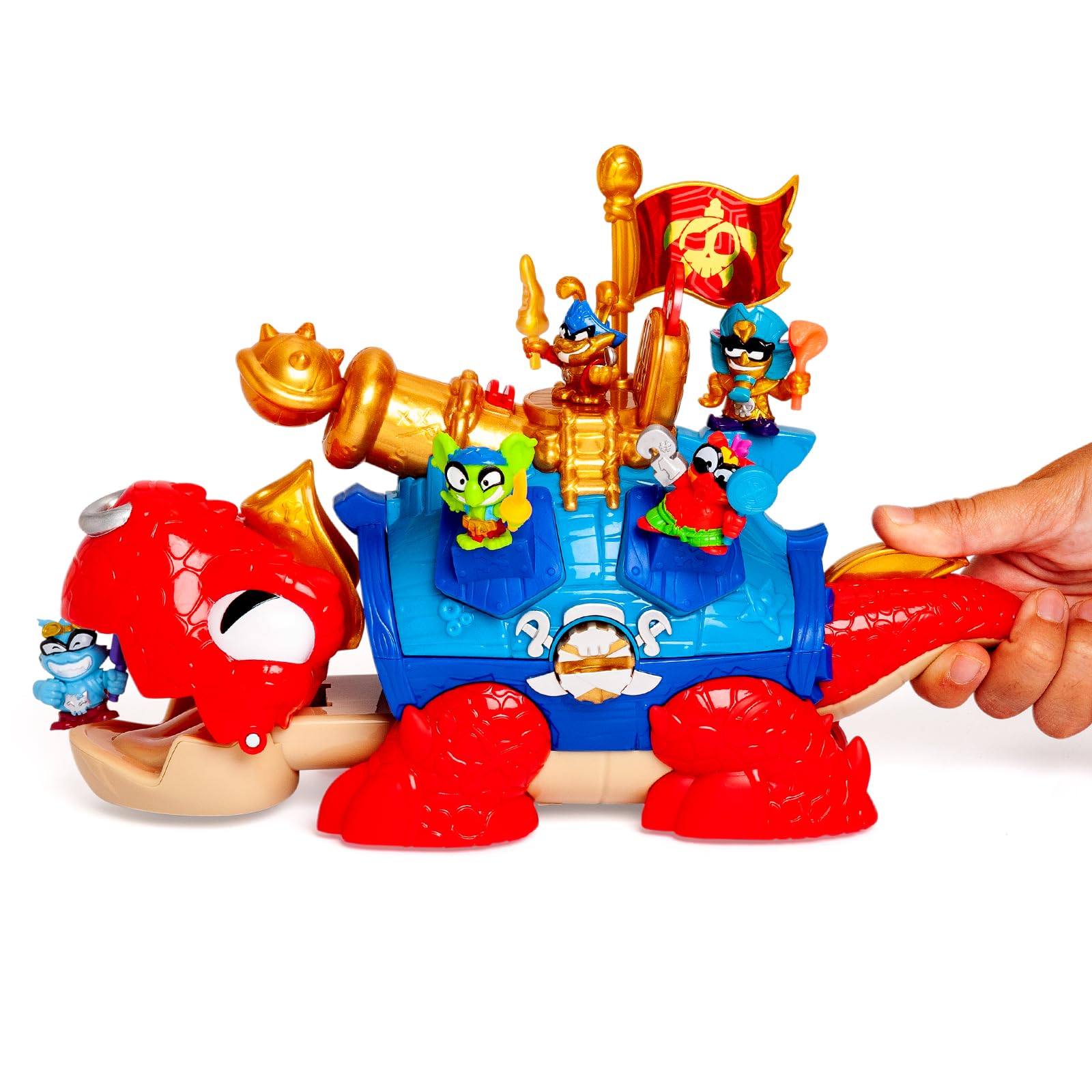 PIRATIX King Turtle – Tortuga Articulada para Capturar Piratix y con un Cofre. Contiene 1 Cocodrilo,1 Tesoro Exclusivo, 2 Tesoros Dorados Extras, 1 Figura Exclusiva y 1 Accesorio