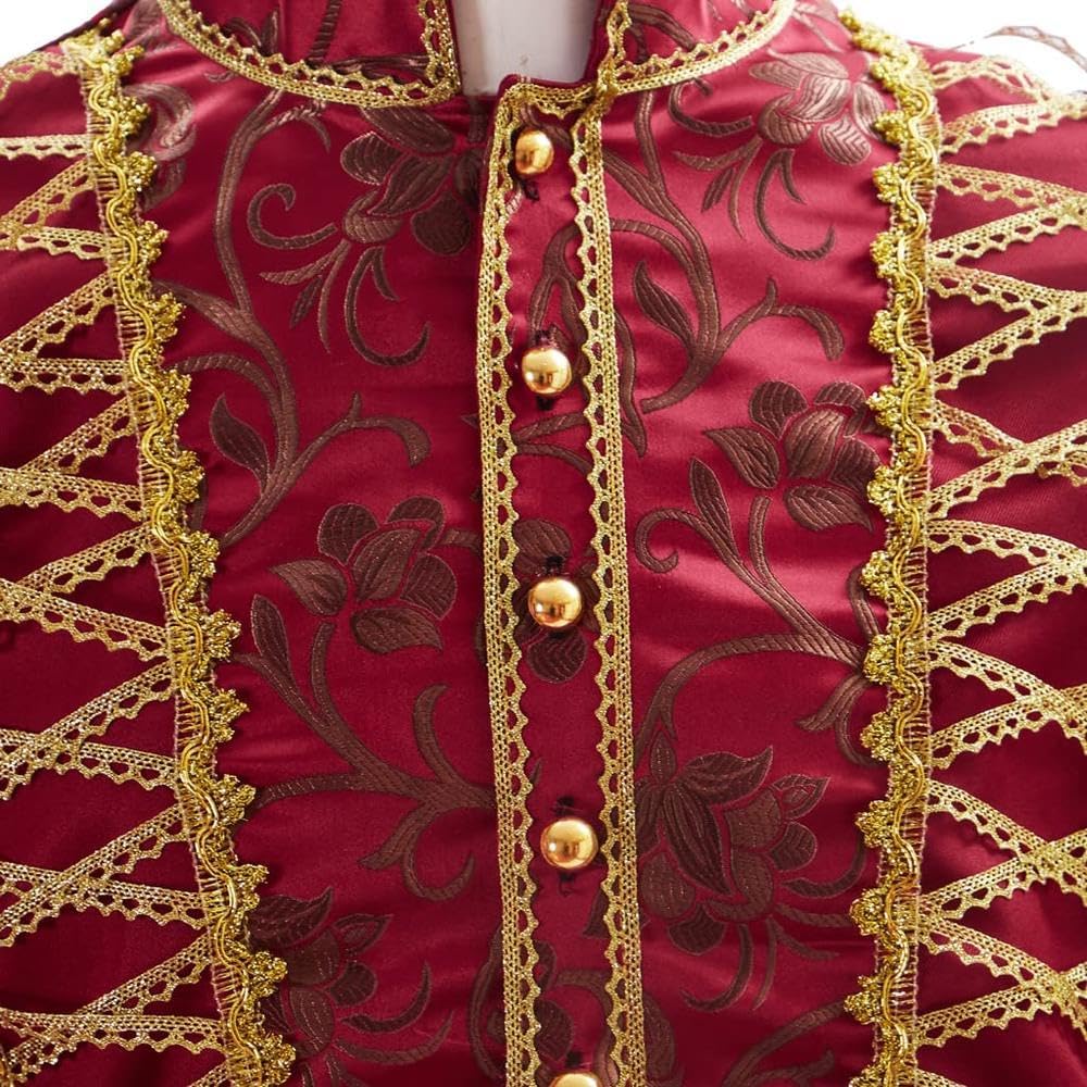 Victorian Rococo Costume Elizabethan Tudor Suits Mens Medieval Nobleman Outfit King Cosplay Halloween