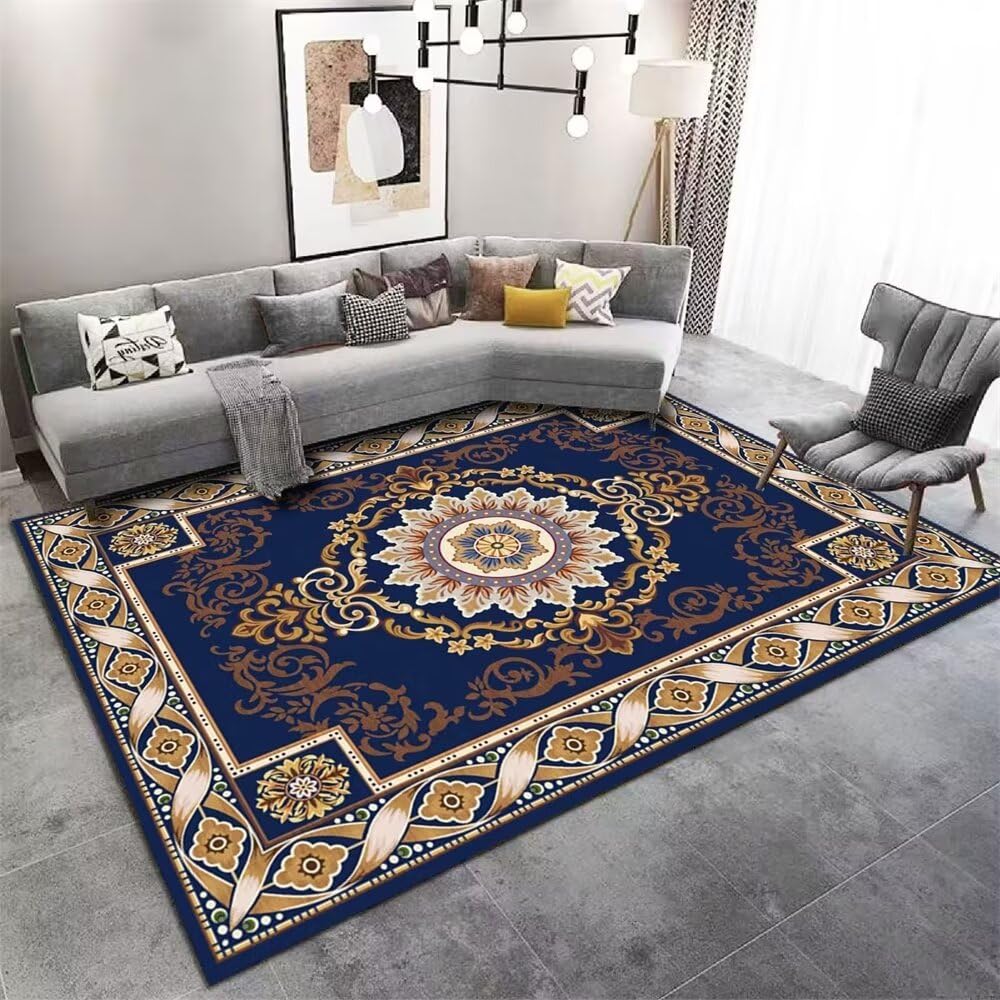 Tapis doux bleu 120x200cm pour réchauffer le sol d'une chambre enfants ou d'un couloir