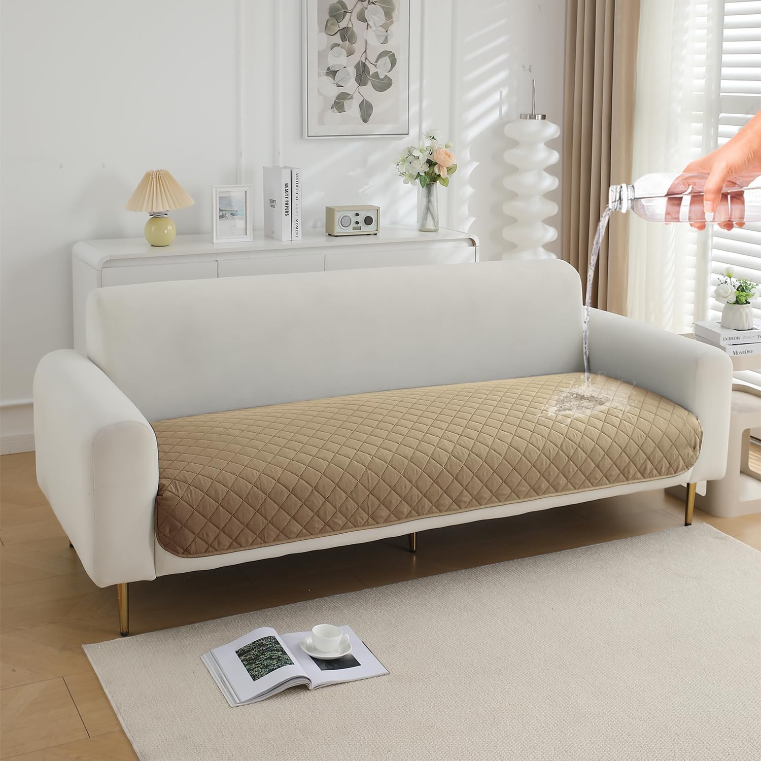 HOKIPO Polyester Blend Waterproof Quilted Mats | Make Your Own Sofa Mat Set | Many Size Options - 1 Pc Length 120cm, Camel (AR-5265-CML)-picture-43