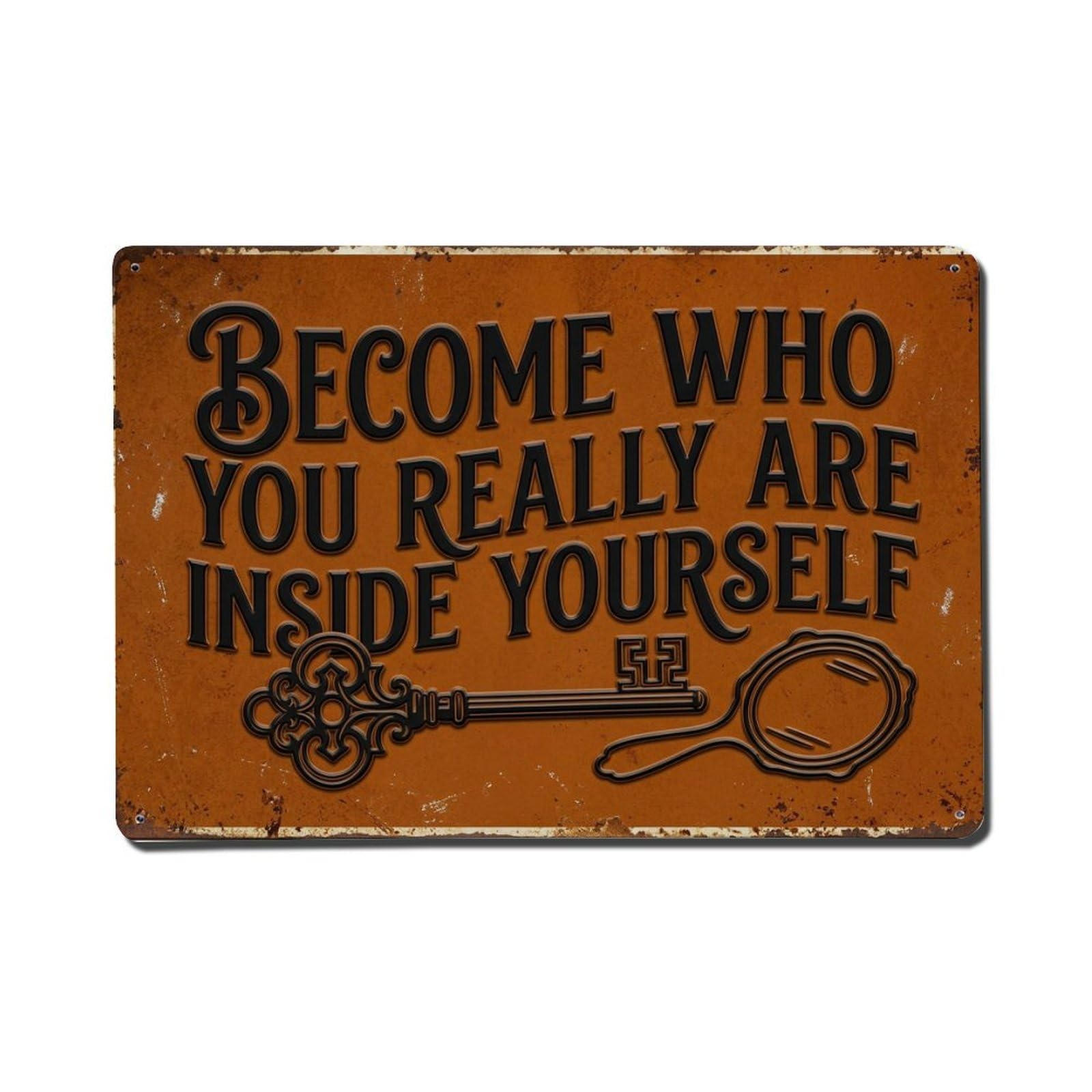 Become True Self Workout Retro Motivational Slogans 1 Metal Tin Sign Plaque Wall Decor for Cafe, Club Bar, Office, Home Garden Metal Poster 8x12Inch