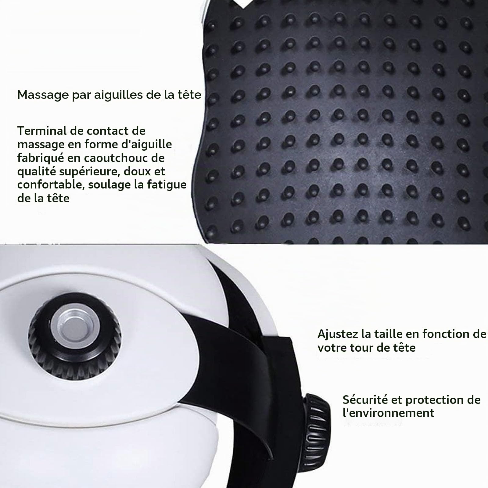 Casque de Massage électrique de la tête, Masseur de Vibrations à Pression d'air avec Massage Profond, Vibrations, Chauffage et Musique, Taille réglable, soulagement de la Douleur, Relaxation