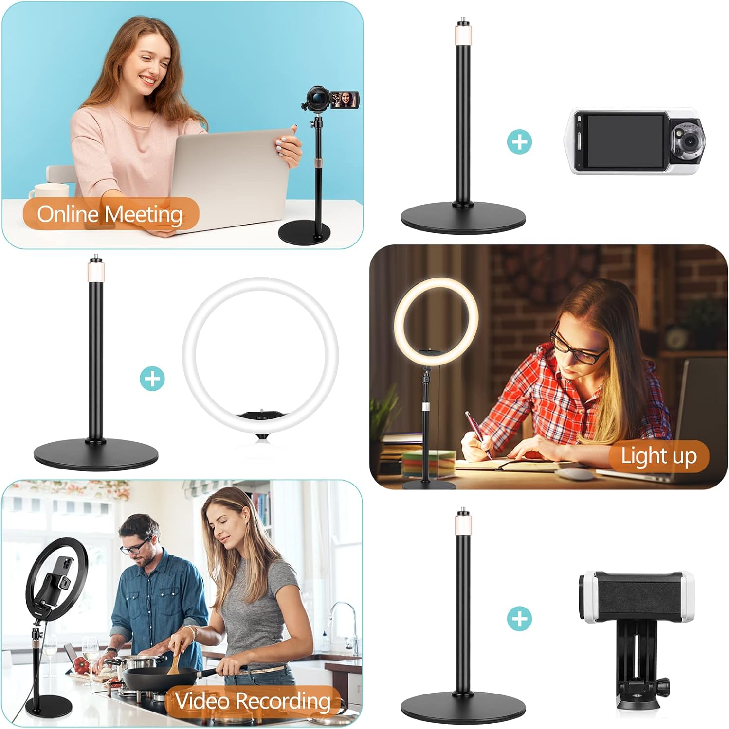 Sensyne Desktop Ring Light for Video Conference Lighting, 10" Ring Light with Stand for Computer Zoom Meetings, Laptop Ring Light for Video Recording/Live Streaming/Make Up/Online Video Call