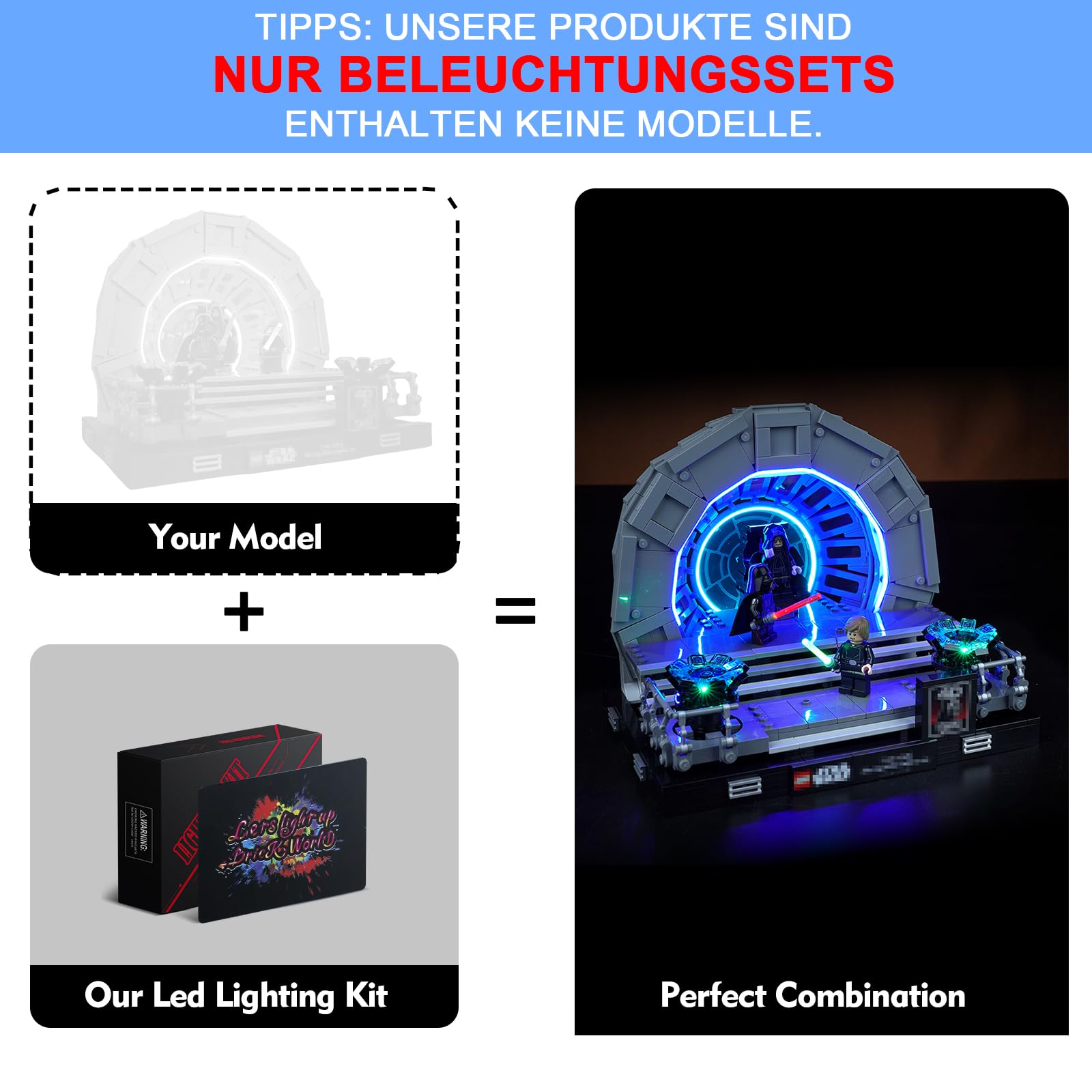 LocoLee Led Licht Set für Lego Thronsaal des Imperators, Led Beleuchtungs Set für Lego 75352 Star Wars Thronsaal des Imperators 75352 Emperor’s Throne Room Diorama - Nur Lichter Set, Kein Modell
