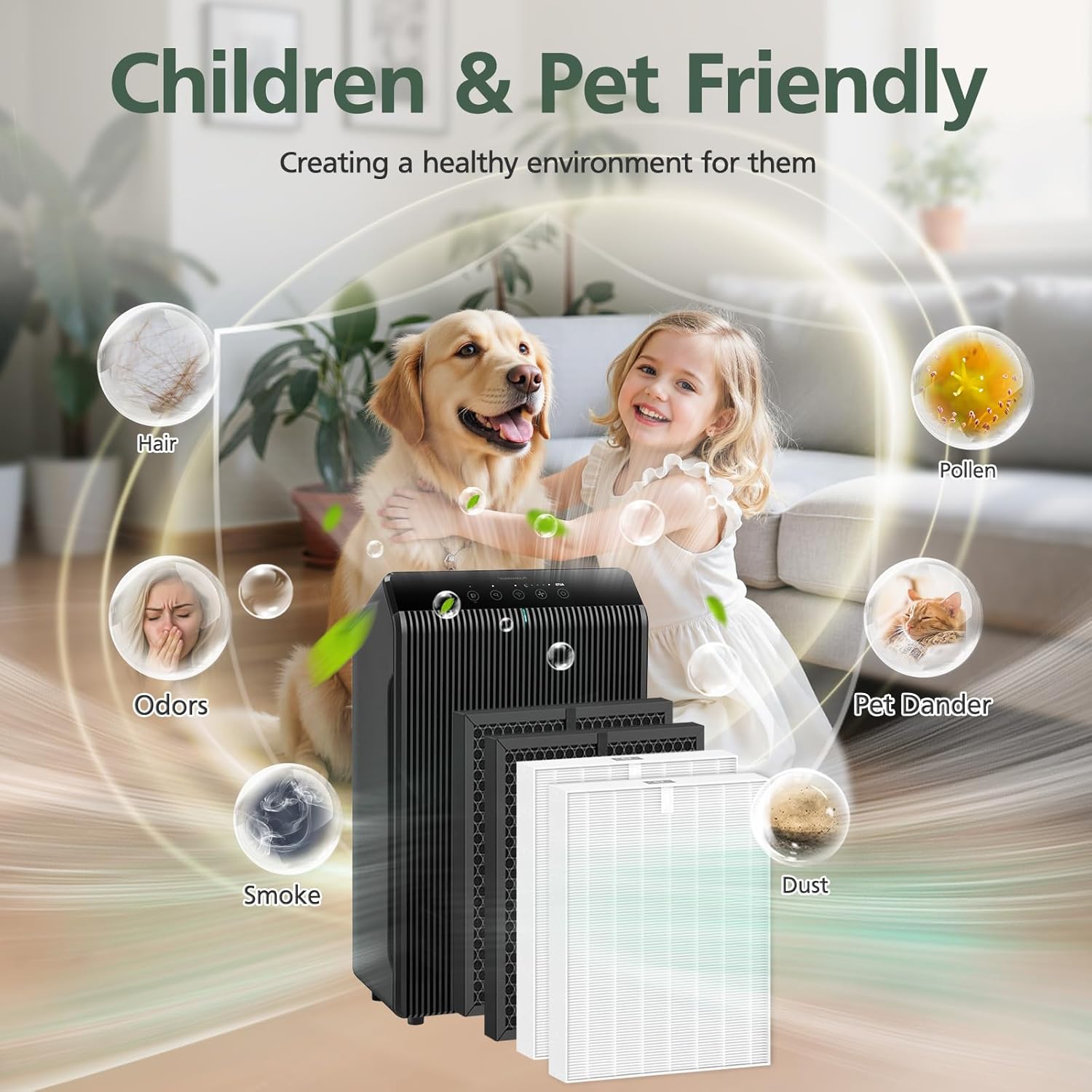 5510 5520 Replacement Filter Q Compatible with Winix 5510, 5520 PlasmaWave Air Purifi-ers, HEPA Air Filter + Activated Carbon Filter Combo for Dust Pollen Pet Smoke, 2+2 Pack